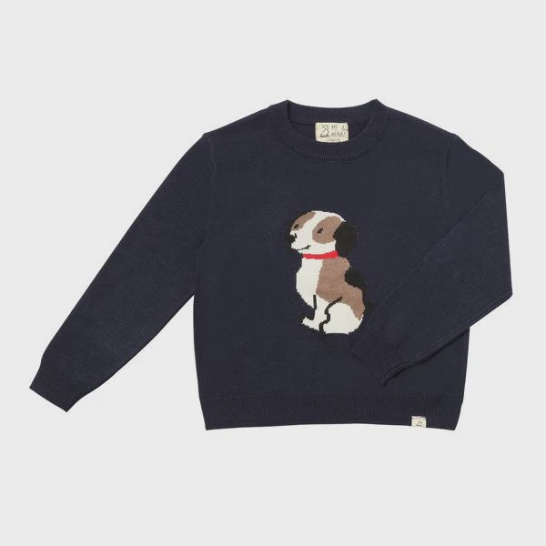 Henry Navy Sweater with Dog