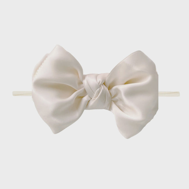 Satin Fb Skinny Bow Headband - Ivory