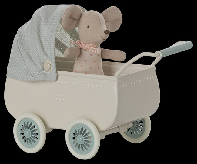 Pram with Baby Mouse - Mint