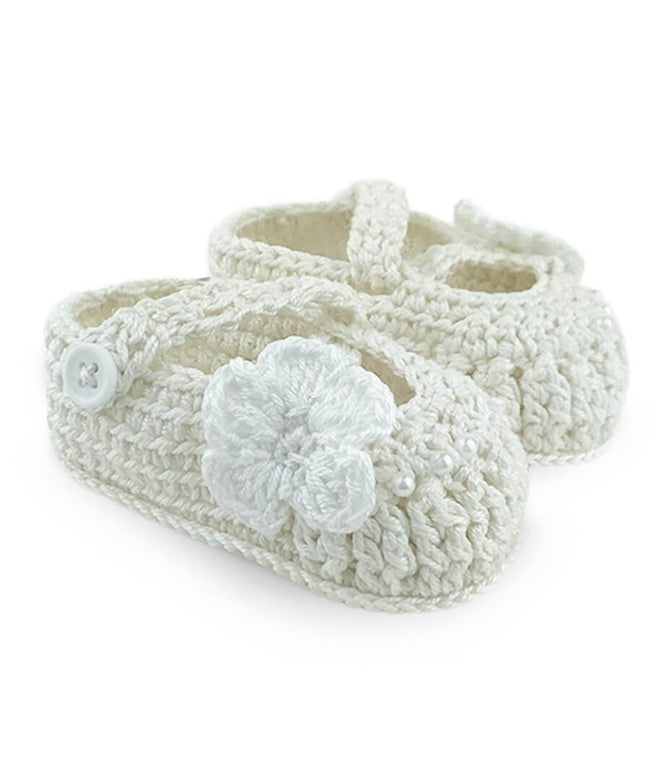 Delicate Flower Crochet Bootie - Ivory