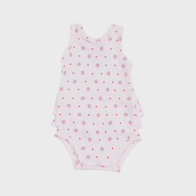 Strawberry Swiss Dot Ruffle Tank Bubble