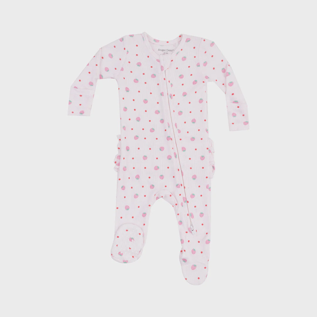 Strawberry Swiss Dot 2-Way Ruffle Back Footie