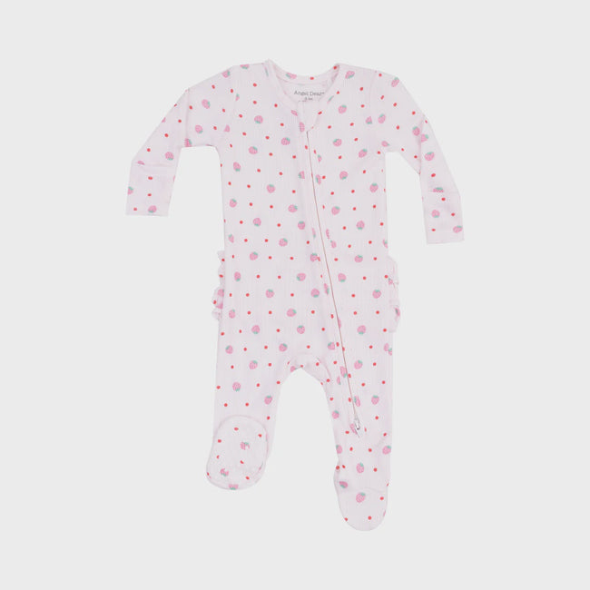 Strawberry Swiss Dot 2-Way Ruffle Back Footie