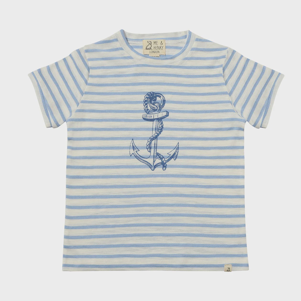 NEWQUAY Blue Anchor Printed Tee