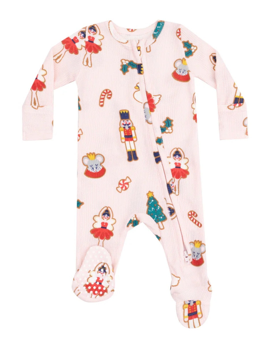 Sugar Plum Fairy Cookie 2-Way Zipper Footie - Pink