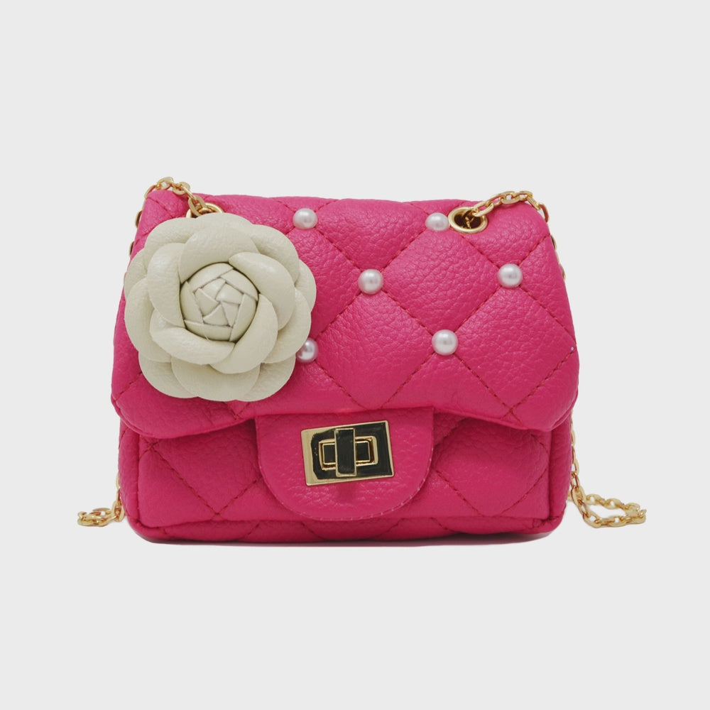 Classic Quilted Flower Pearl Handbag