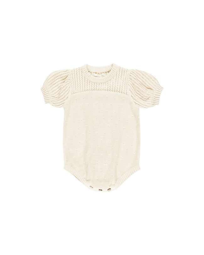 Pointelle Knit Romper - Natural