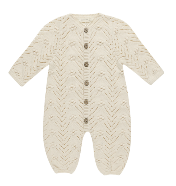 Long Sleeve Bobble Romper || Natural