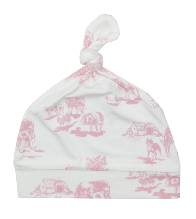 Farm Toile Pink - Knotted Hat