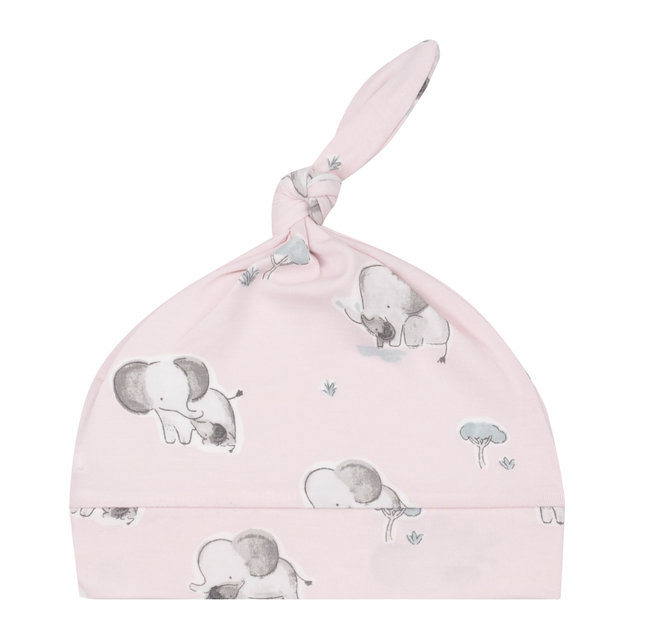 Gray Elephants - Pink Knotted Hat