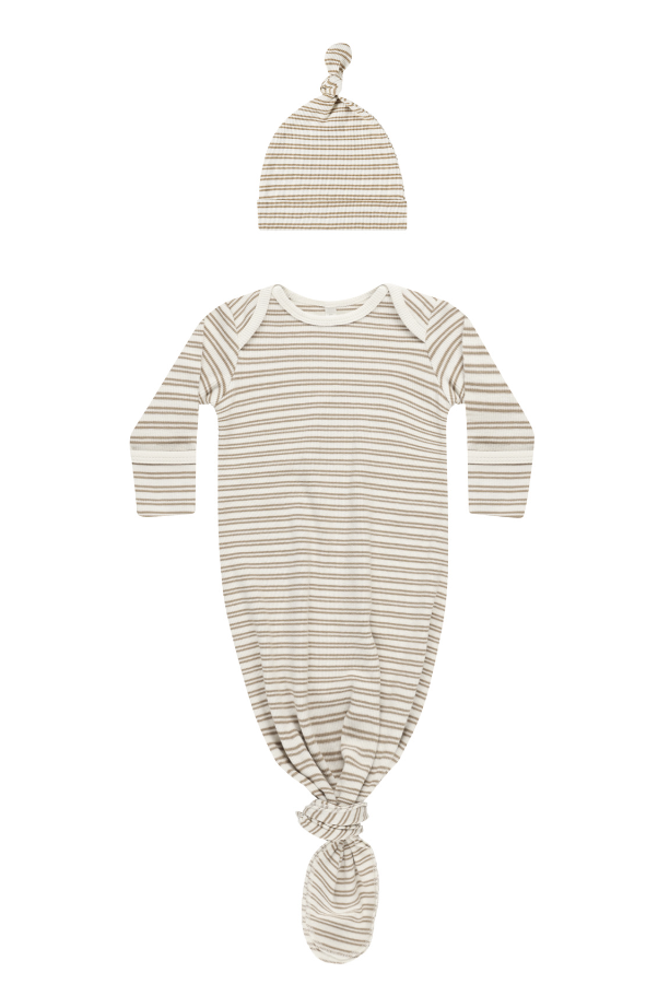 Knotted Gown + Hat Set ||  Golden Stripe