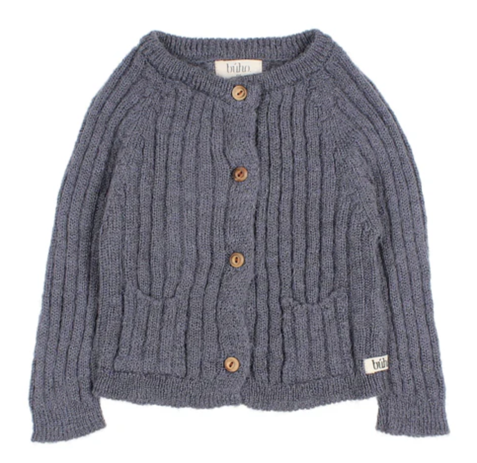 Rib Knit Cardigan - Antic Blue