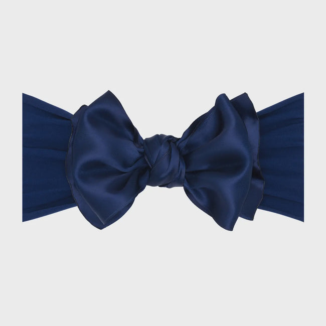 Satin Fab Bow Headband - Navy