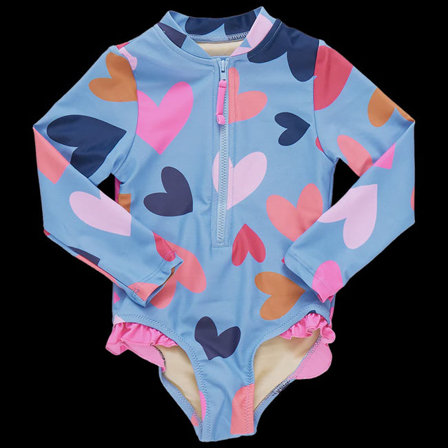 Girls Arden Suit - Multi Tossed Hearts