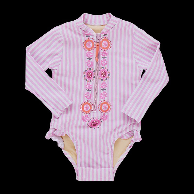 Baby Girls Arden Suit - Faux Embroidery Stripe