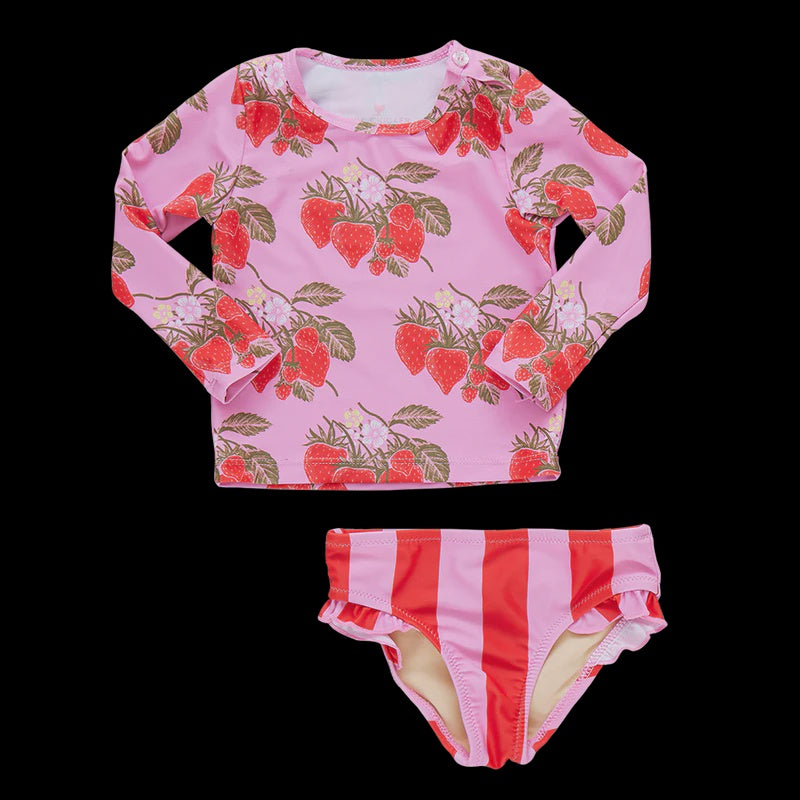 Baby Girls Rash Gaurd Set - Pink Wild Strawberries