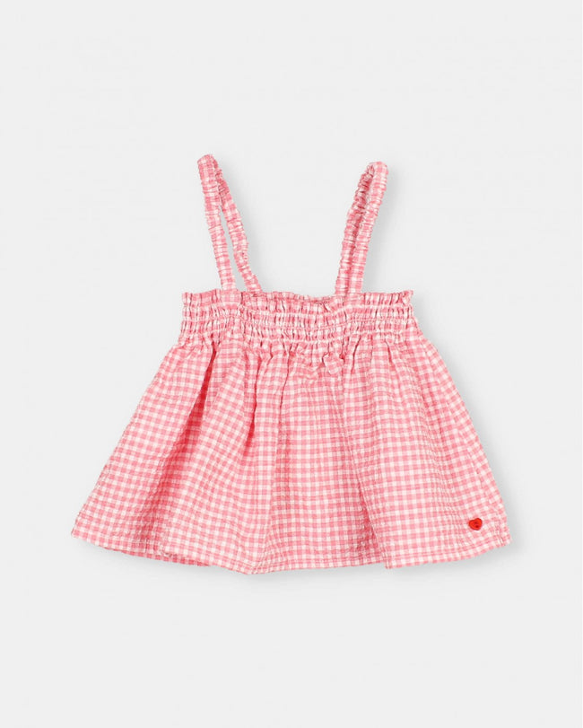 BB Gingham Top - Coral Red