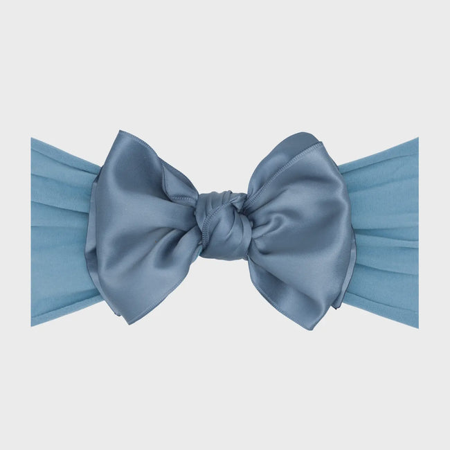 Satin Fab Bow Headband - Antique Blue