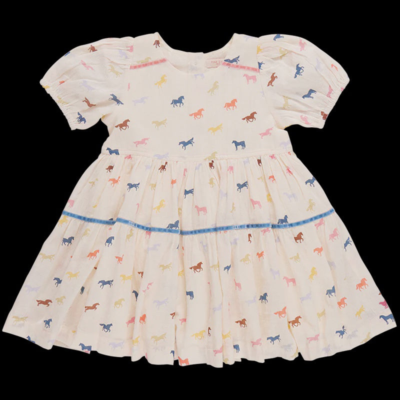 Girls Charlie Dress - Multi Tiny Horses