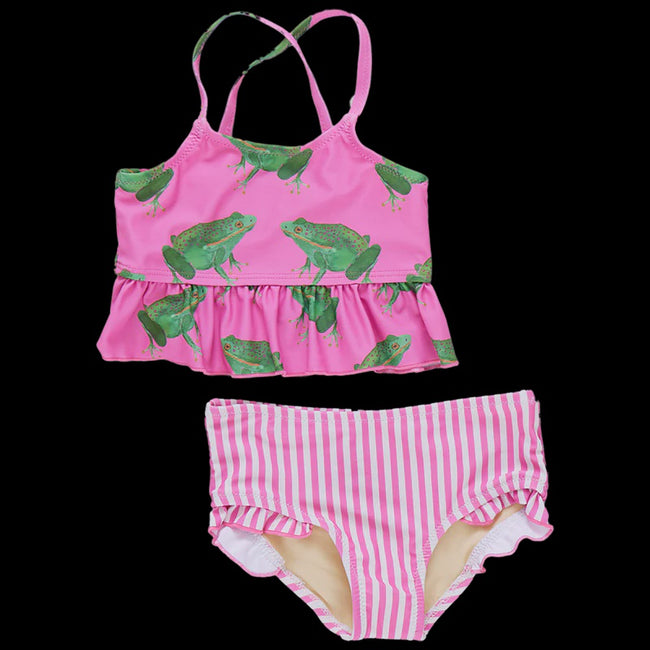 Girls Joy Tankini - Magenta Frogs