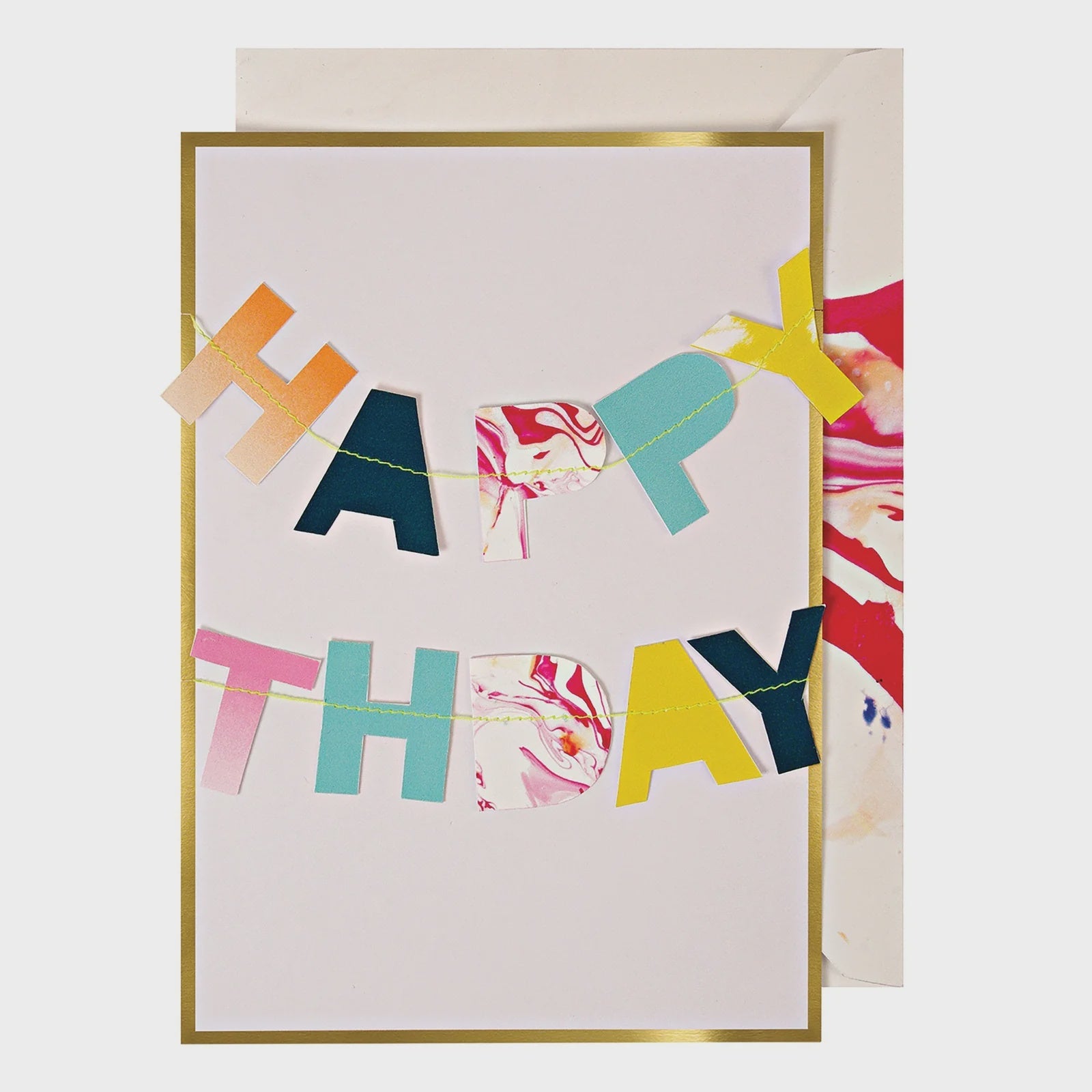 Marble Birthday Garland  Card