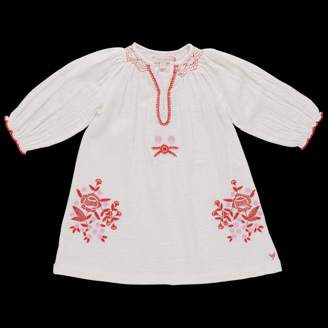 Girls Ava Dress - Gardenia White Embroidery