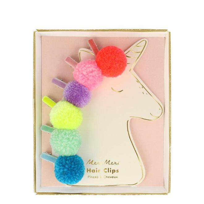 Pom Pom Unicorn Hair Clips