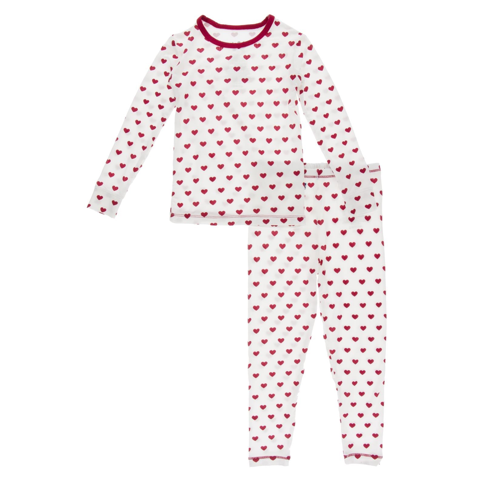 Print Long Sleeve Pajama Set - Natural Hearts